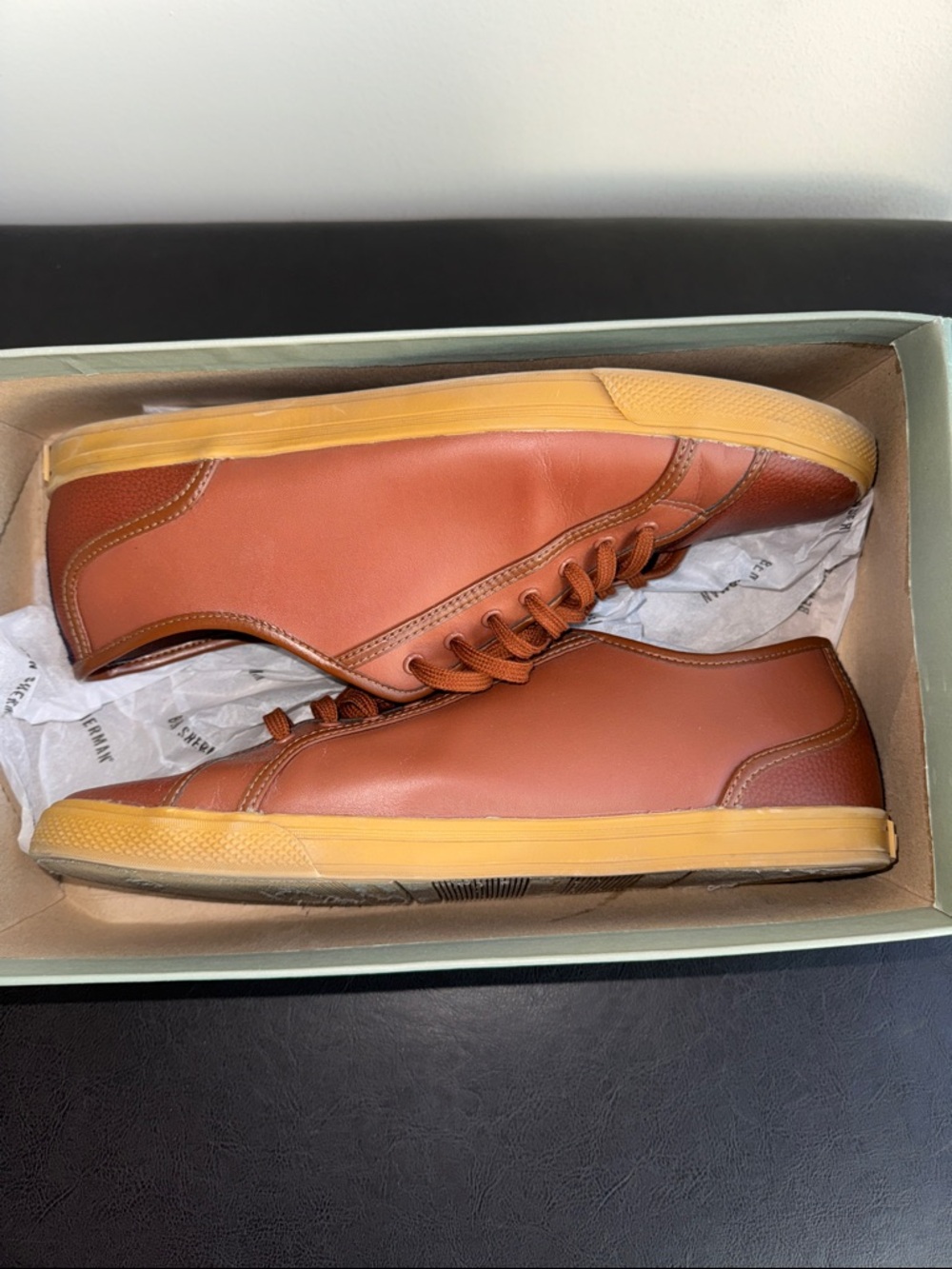 MAKE OFFER! Men's Ben Sherman Low-Top Leather Sneakers Shoes Brown Breckon 10US - Picture 2 of 12
